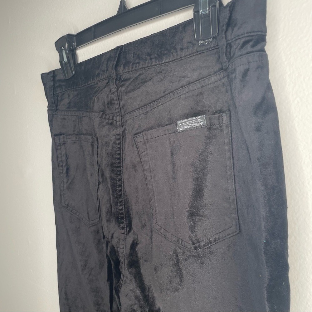 7 For All Mankind Black Velvet Button Fly High Rise Skinny Jeans Size 29 - Picture 5 of 10